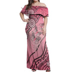 Pink Aboriginal Butterfly Ribbon Cancer Off Shoulder Maxi Dress