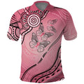 Pink Aboriginal Butterfly Ribbon Cancer Polo Shirt