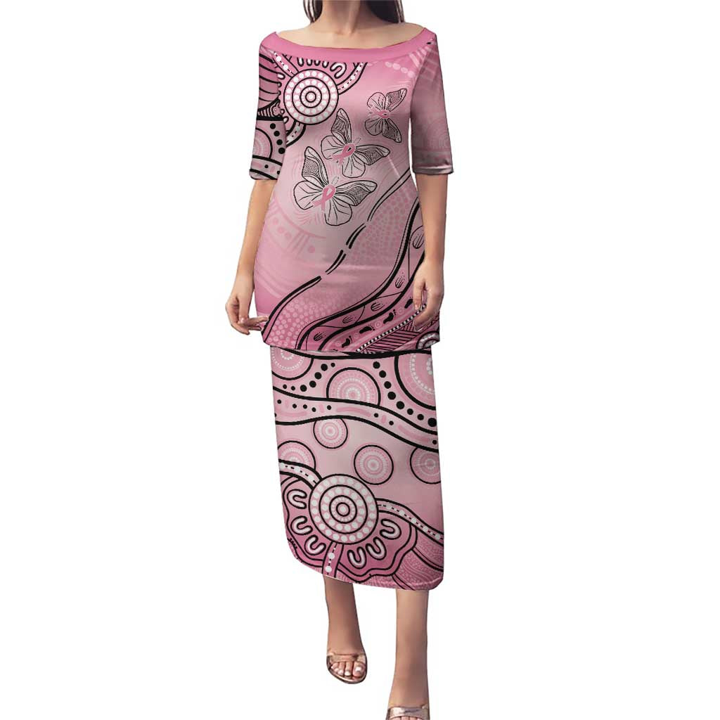 Pink Aboriginal Butterfly Ribbon Cancer Puletasi
