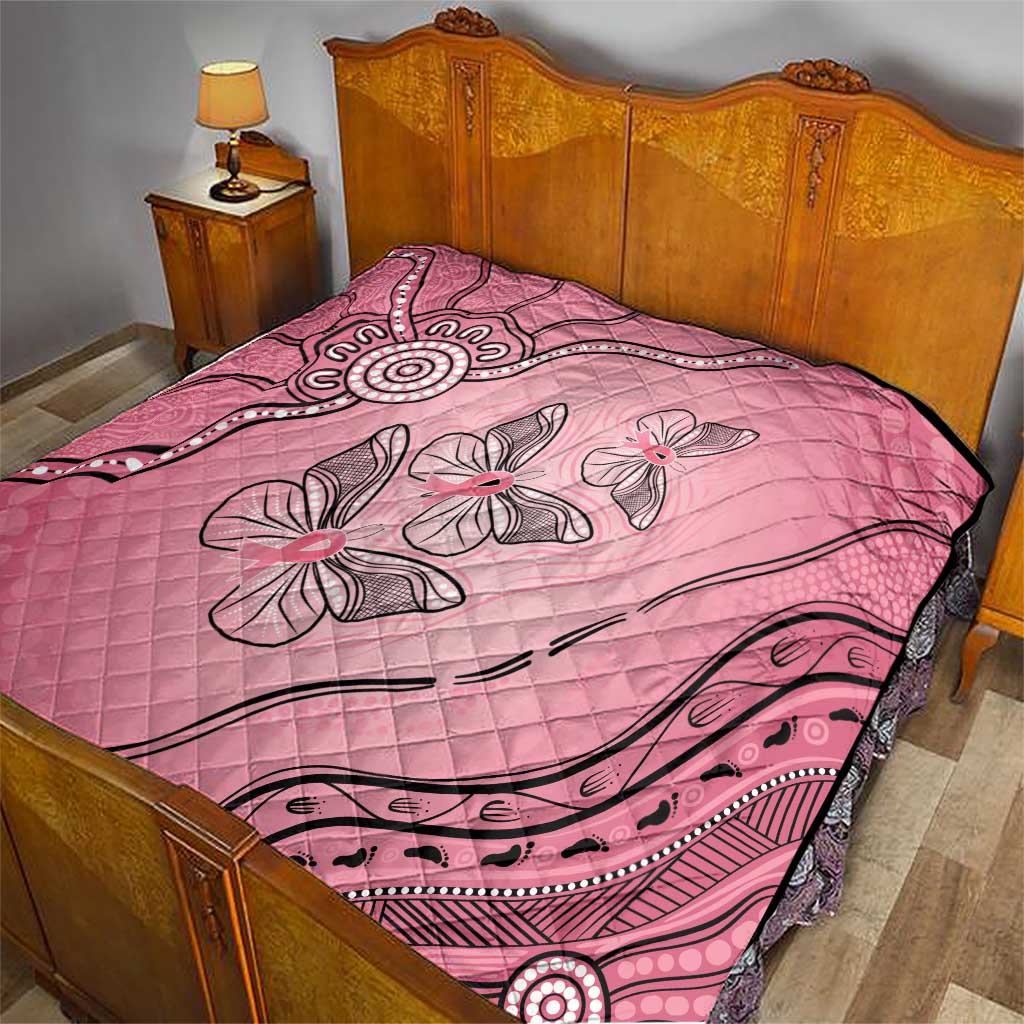 Pink Aboriginal Butterfly Ribbon Cancer Quilt