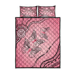 Pink Aboriginal Butterfly Ribbon Cancer Quilt Bed Set