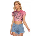 Pink Aboriginal Butterfly Ribbon Cancer Raglan Cropped T Shirt