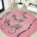 Pink Aboriginal Butterfly Ribbon Cancer Round Carpet