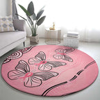 Pink Aboriginal Butterfly Ribbon Cancer Round Carpet