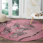 Pink Aboriginal Butterfly Ribbon Cancer Round Carpet