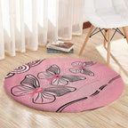 Pink Aboriginal Butterfly Ribbon Cancer Round Carpet