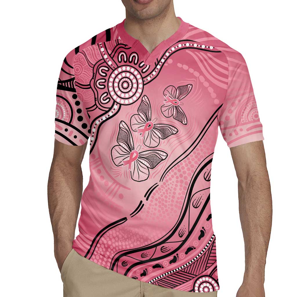 Pink Aboriginal Butterfly Ribbon Cancer Rugby Jersey