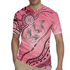 Pink Aboriginal Butterfly Ribbon Cancer Rugby Jersey