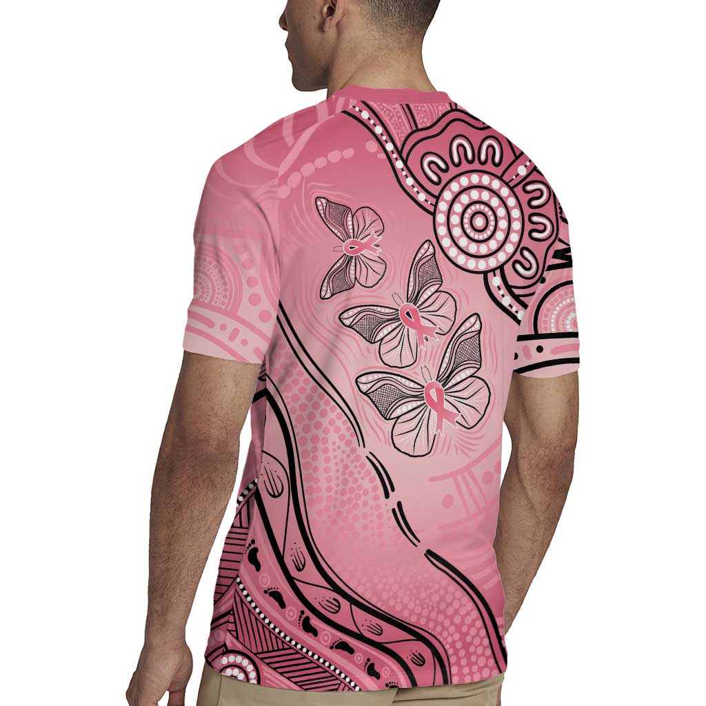 Pink Aboriginal Butterfly Ribbon Cancer Rugby Jersey