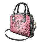Pink Aboriginal Butterfly Ribbon Cancer Shoulder Handbag