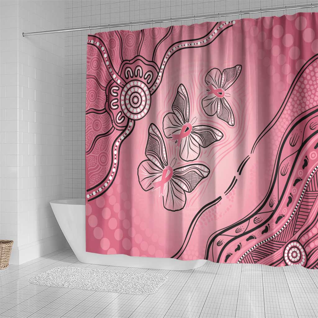 Pink Aboriginal Butterfly Ribbon Cancer Shower Curtain