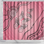 Pink Aboriginal Butterfly Ribbon Cancer Shower Curtain