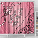 Pink Aboriginal Butterfly Ribbon Cancer Shower Curtain