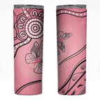 Pink Aboriginal Butterfly Ribbon Cancer Skinny Tumbler