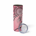 Pink Aboriginal Butterfly Ribbon Cancer Skinny Tumbler
