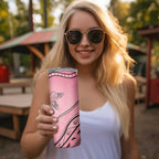 Pink Aboriginal Butterfly Ribbon Cancer Skinny Tumbler