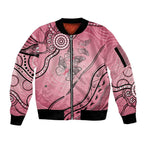 Pink Aboriginal Butterfly Ribbon Cancer Sleeve Zip Bomber Jacket