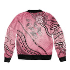 Pink Aboriginal Butterfly Ribbon Cancer Sleeve Zip Bomber Jacket