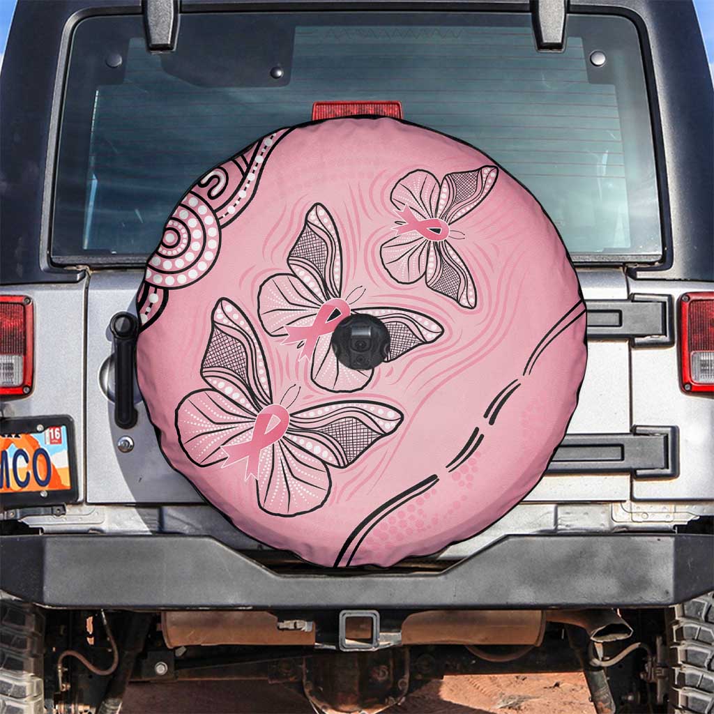 Pink Aboriginal Butterfly Ribbon Cancer Spare Tire Cover