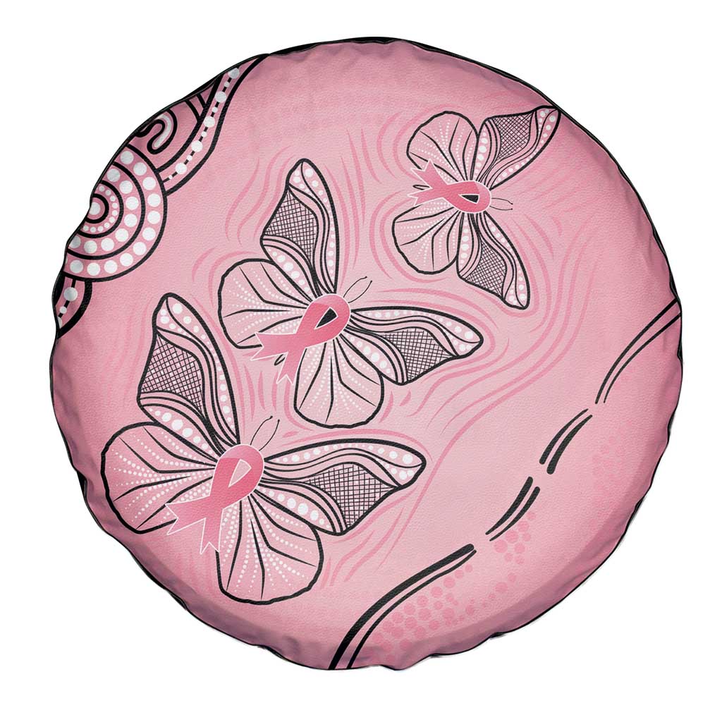 Pink Aboriginal Butterfly Ribbon Cancer Spare Tire Cover