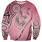 Pink Aboriginal Butterfly Ribbon Cancer Sweatshirt