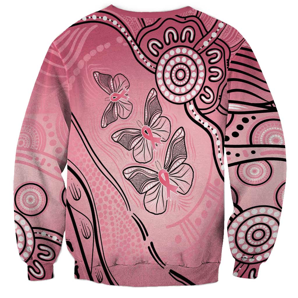 Pink Aboriginal Butterfly Ribbon Cancer Sweatshirt