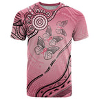 Pink Aboriginal Butterfly Ribbon Cancer T Shirt