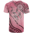 Pink Aboriginal Butterfly Ribbon Cancer T Shirt