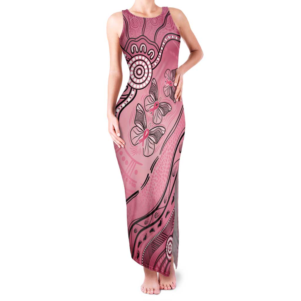 Pink Aboriginal Butterfly Ribbon Cancer Tank Maxi Dress