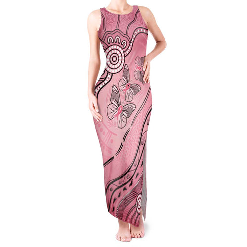 Pink Aboriginal Butterfly Ribbon Cancer Tank Maxi Dress
