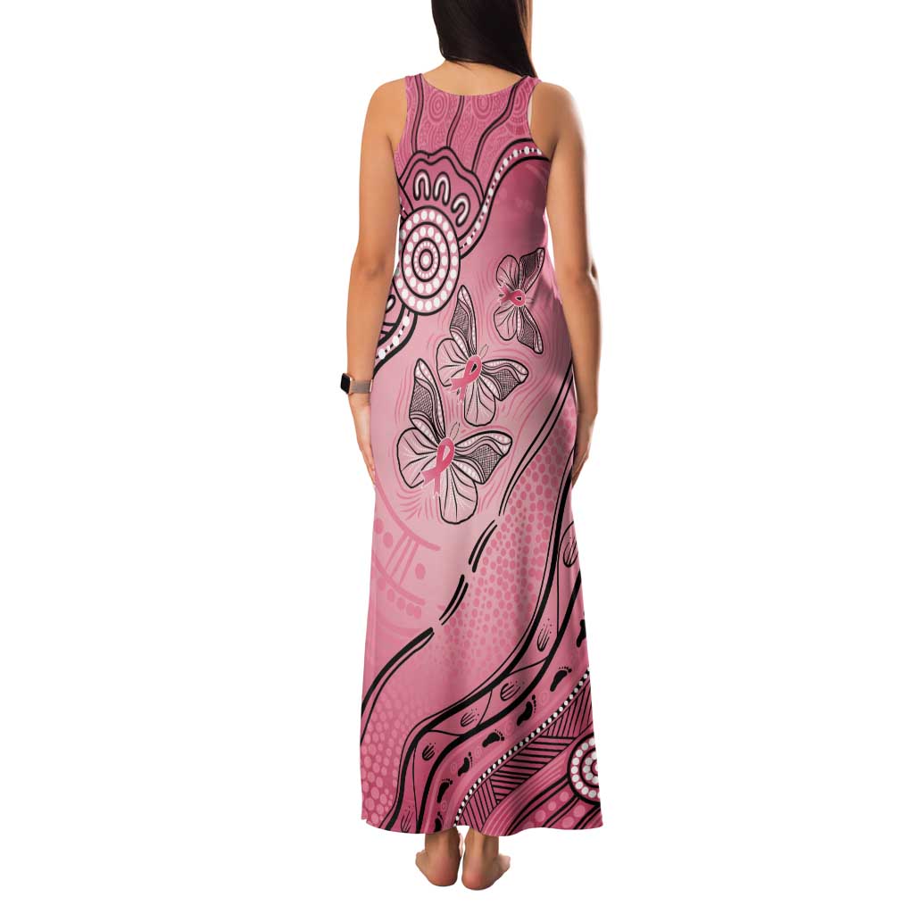 Pink Aboriginal Butterfly Ribbon Cancer Tank Maxi Dress