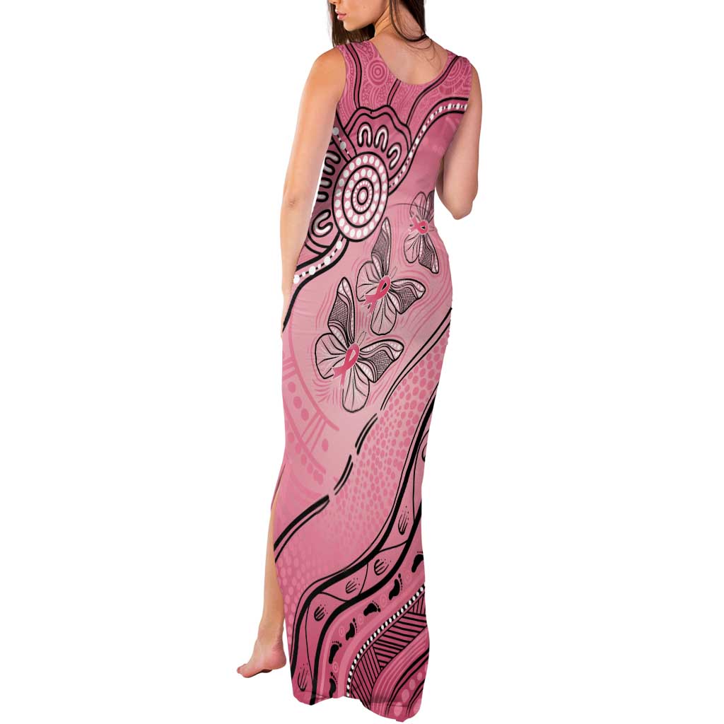 Pink Aboriginal Butterfly Ribbon Cancer Tank Maxi Dress