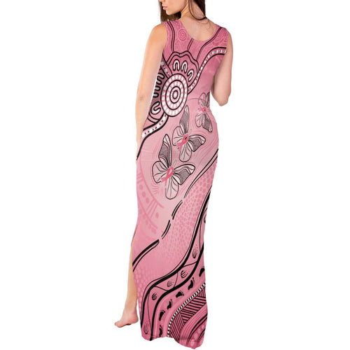 Pink Aboriginal Butterfly Ribbon Cancer Tank Maxi Dress