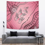 Pink Aboriginal Butterfly Ribbon Cancer Tapestry