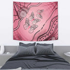 Pink Aboriginal Butterfly Ribbon Cancer Tapestry
