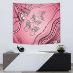 Pink Aboriginal Butterfly Ribbon Cancer Tapestry