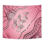 Pink Aboriginal Butterfly Ribbon Cancer Tapestry