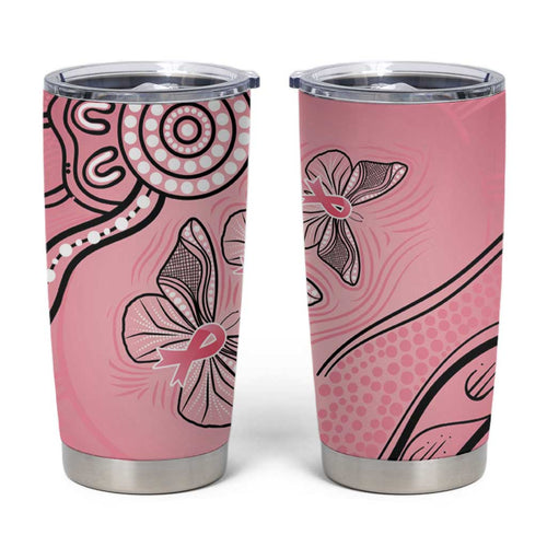 Pink Aboriginal Butterfly Ribbon Cancer Tumbler Cup