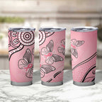 Pink Aboriginal Butterfly Ribbon Cancer Tumbler Cup