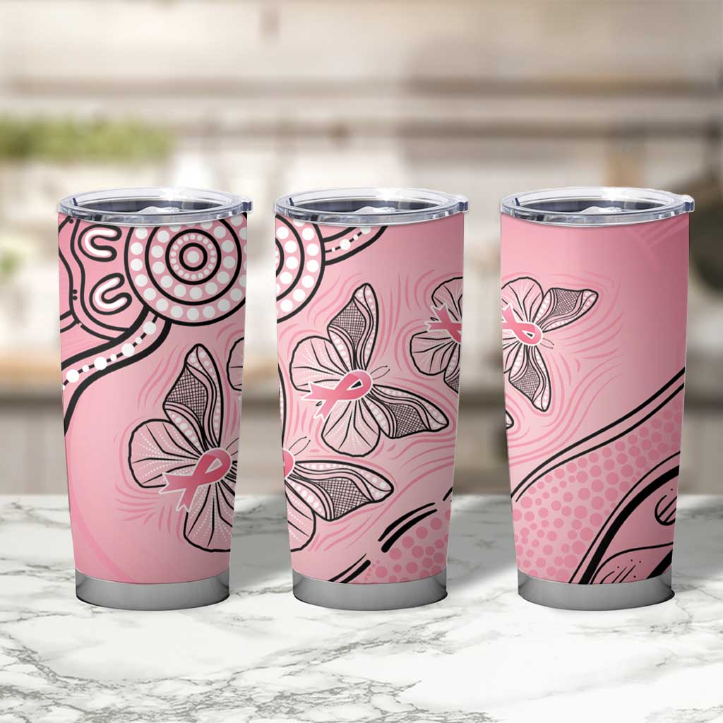 Pink Aboriginal Butterfly Ribbon Cancer Tumbler Cup