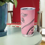 Pink Aboriginal Butterfly Ribbon Cancer Tumbler Cup