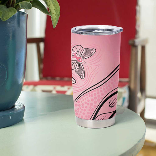 Pink Aboriginal Butterfly Ribbon Cancer Tumbler Cup