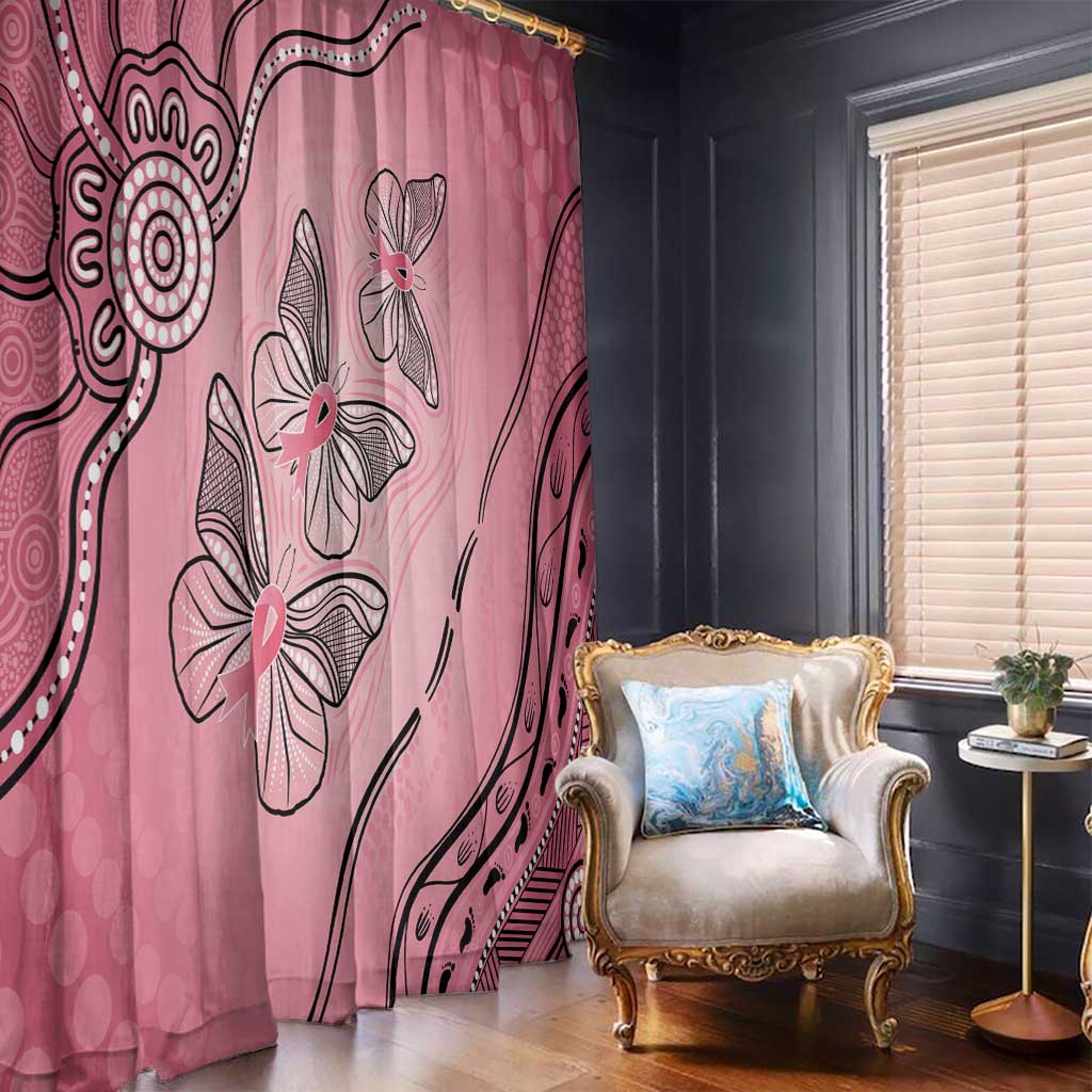 Pink Aboriginal Butterfly Ribbon Cancer Window Curtain