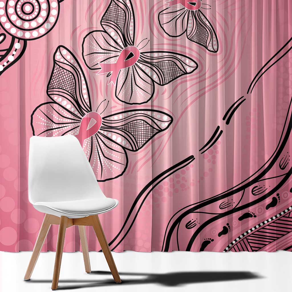 Pink Aboriginal Butterfly Ribbon Cancer Window Curtain