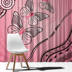 Pink Aboriginal Butterfly Ribbon Cancer Window Curtain