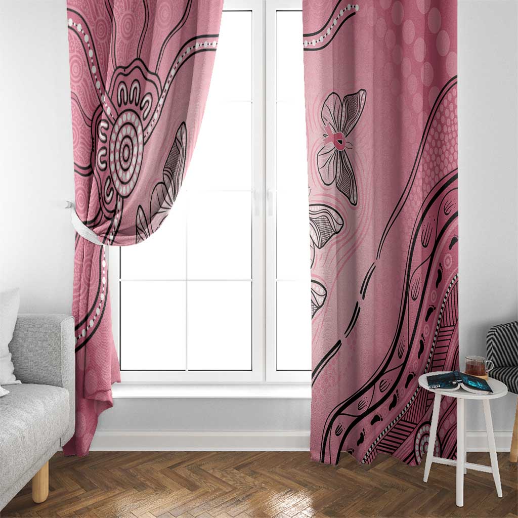 Pink Aboriginal Butterfly Ribbon Cancer Window Curtain