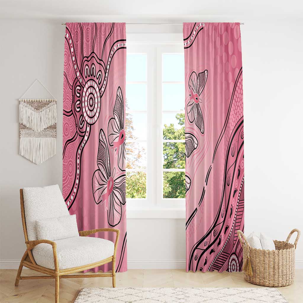 Pink Aboriginal Butterfly Ribbon Cancer Window Curtain