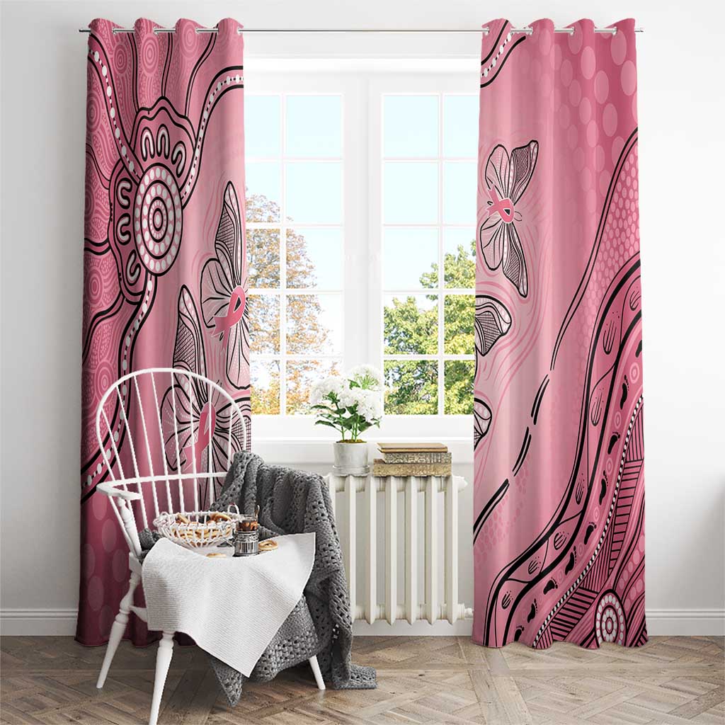 Pink Aboriginal Butterfly Ribbon Cancer Window Curtain