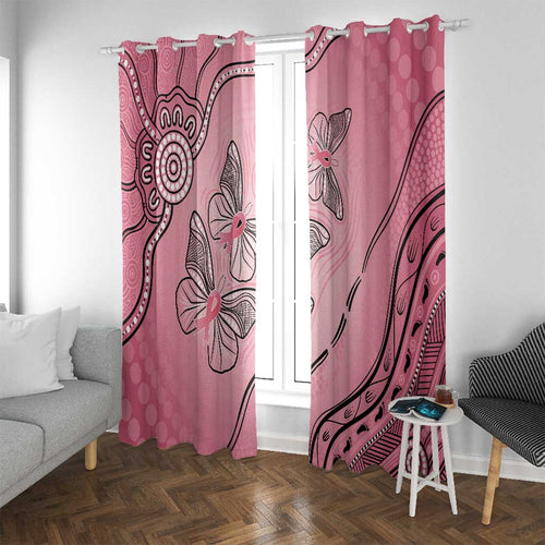 Pink Aboriginal Butterfly Ribbon Cancer Window Curtain