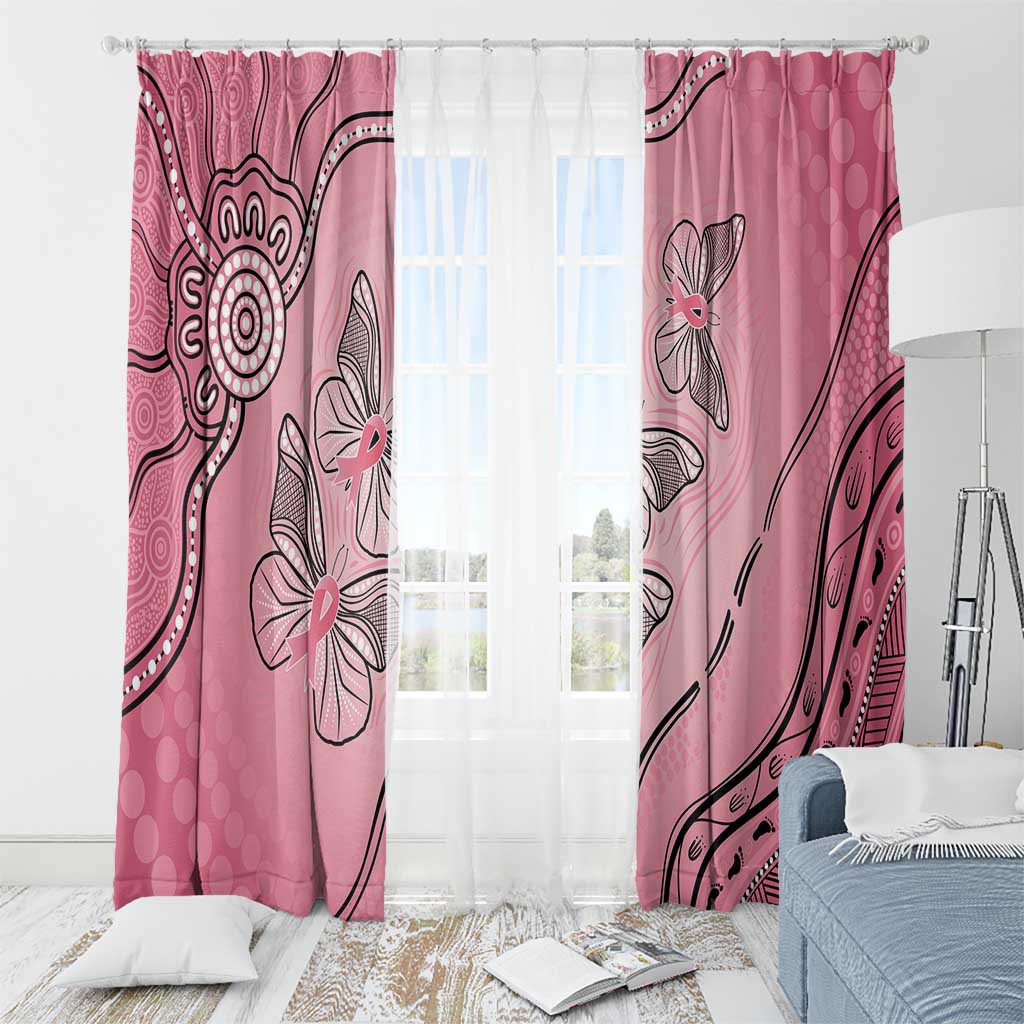 Pink Aboriginal Butterfly Ribbon Cancer Window Curtain